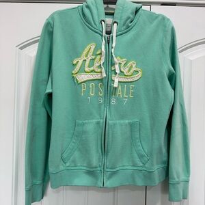 Aeropostale Women’s Blue/Light Green Zip-Up Hoodie